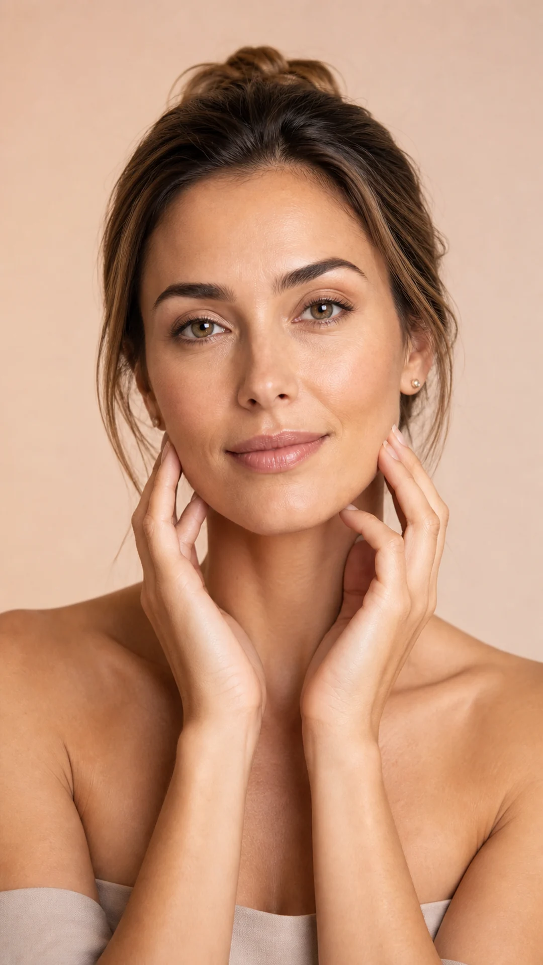 Natural facial close-up for facelift education